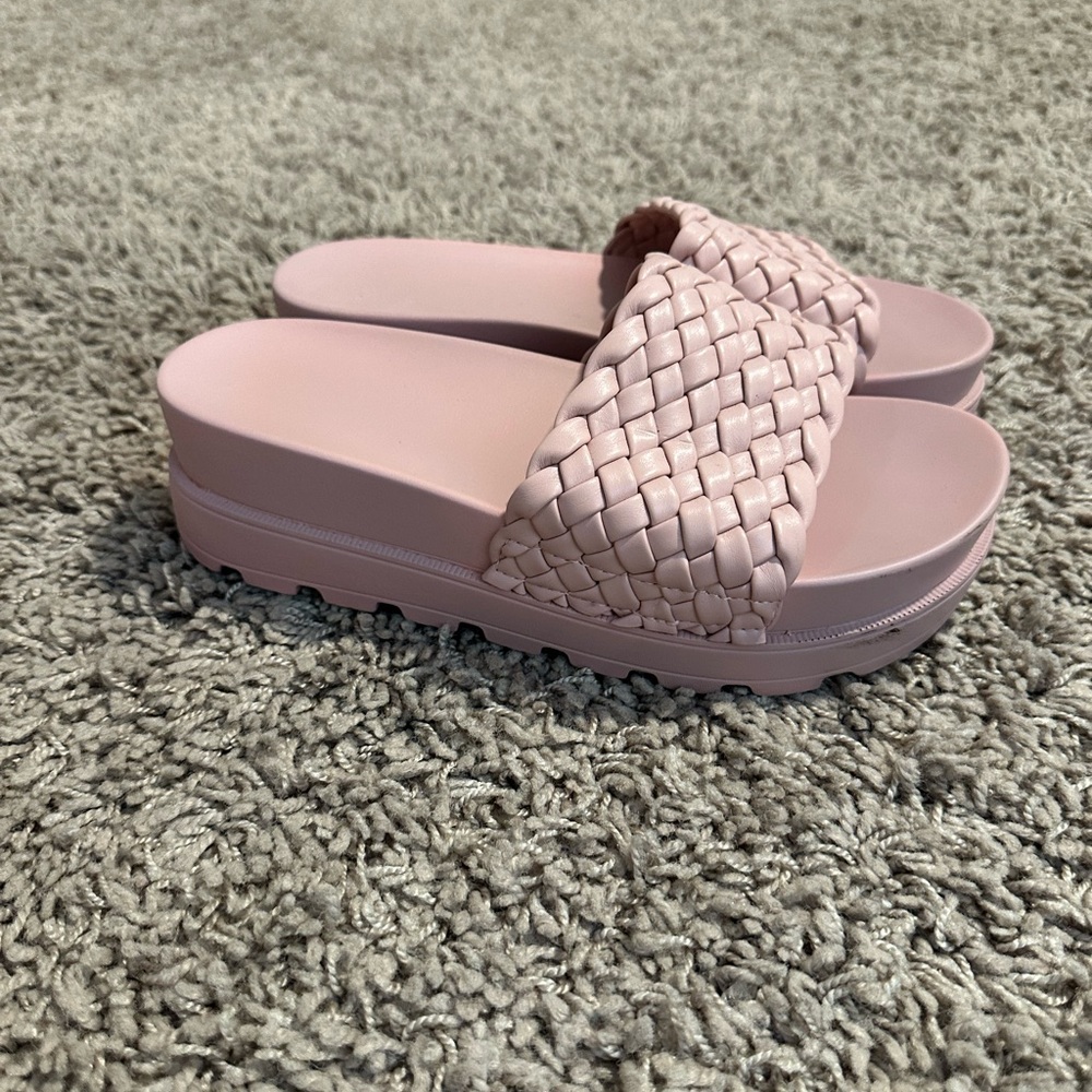 Pink Platform Sandals with Woven Design